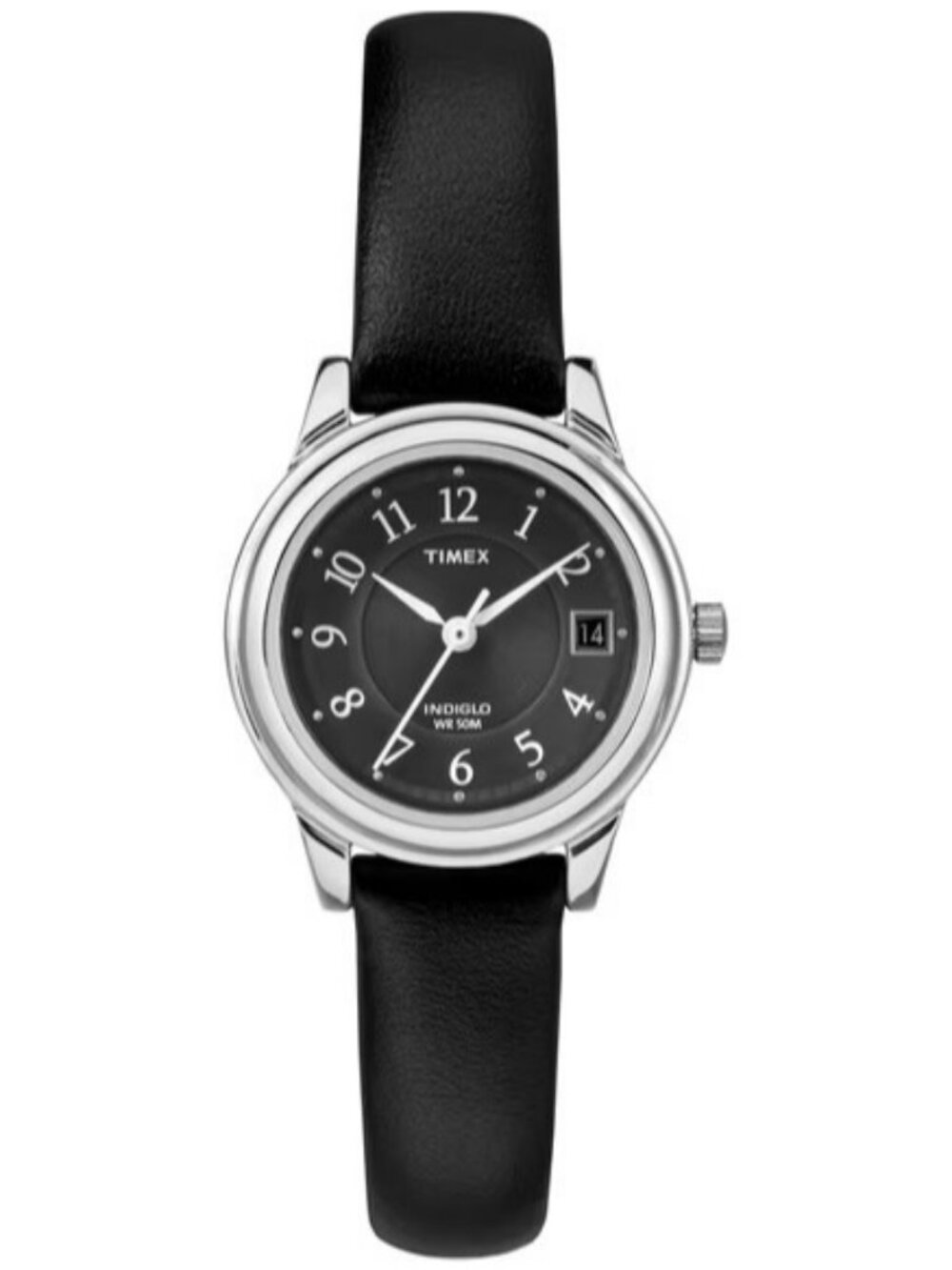 Timex T29291 Women's Porter Street 26mm Watch Black Dial & Black Leather Strap